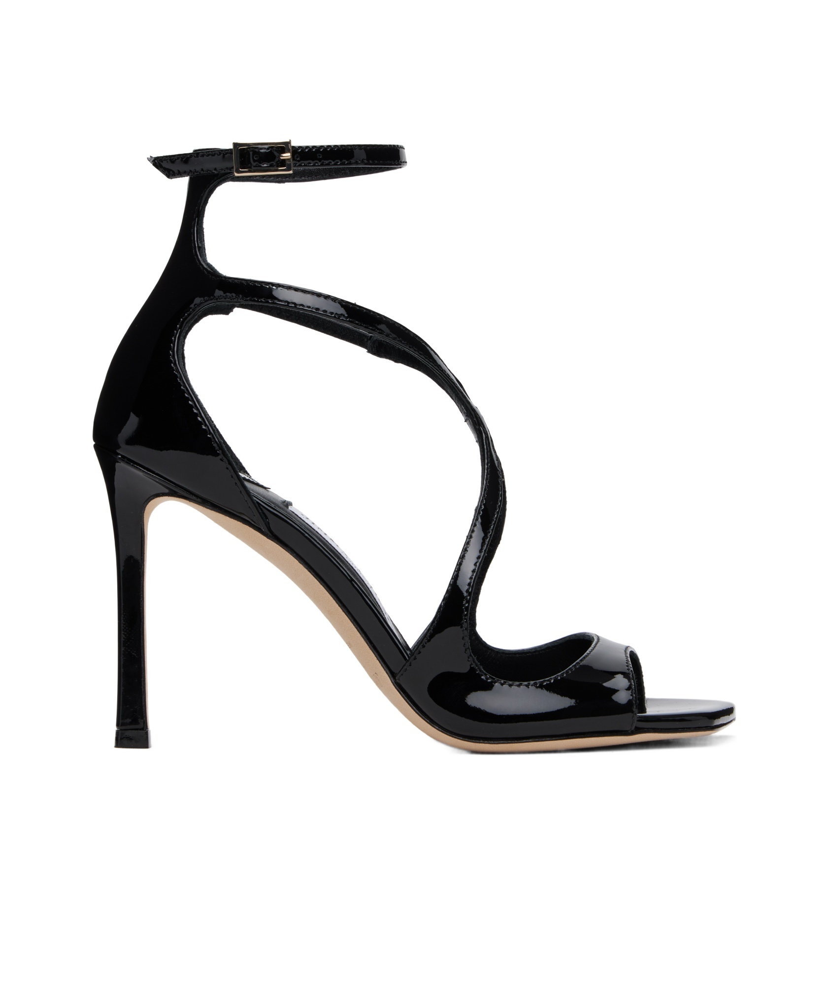 Jimmy Choo Womens Black Azia 110 Strappy Patent Leather Sandals In Black
