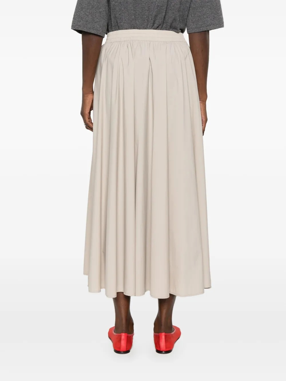 Herno Pleated Stretch Nylon Midi Skirt In Neutral
