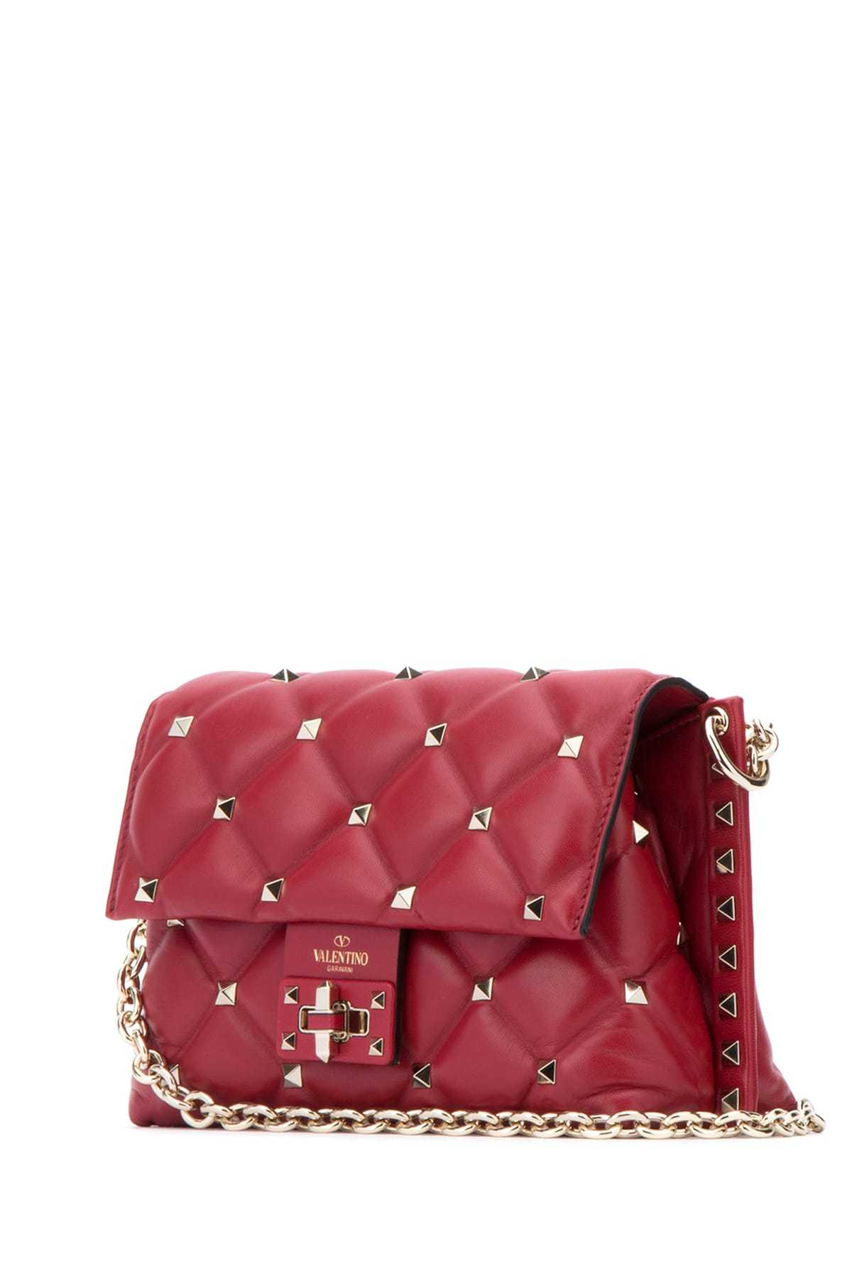 Valentino Ruby Red Rivet Shoulder Bag In Red