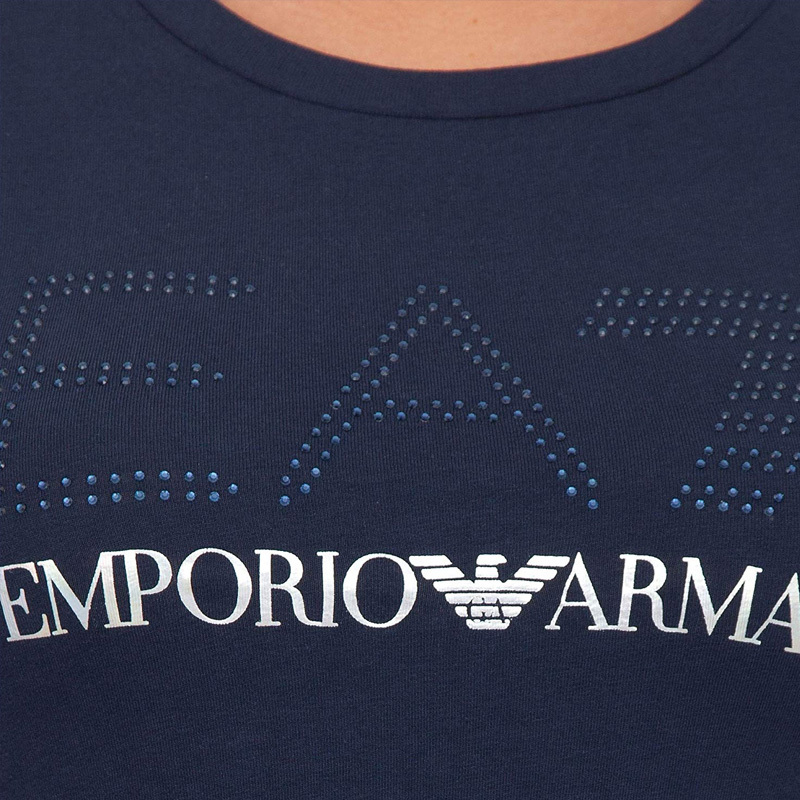 Ea7 Navy Blue Logo T-shirt In Black