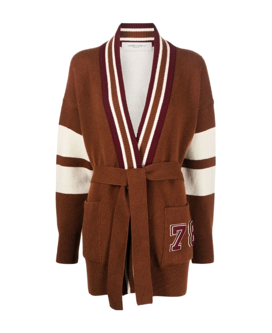 Golden Goose Journey Brown/white Cardigan In Brown
