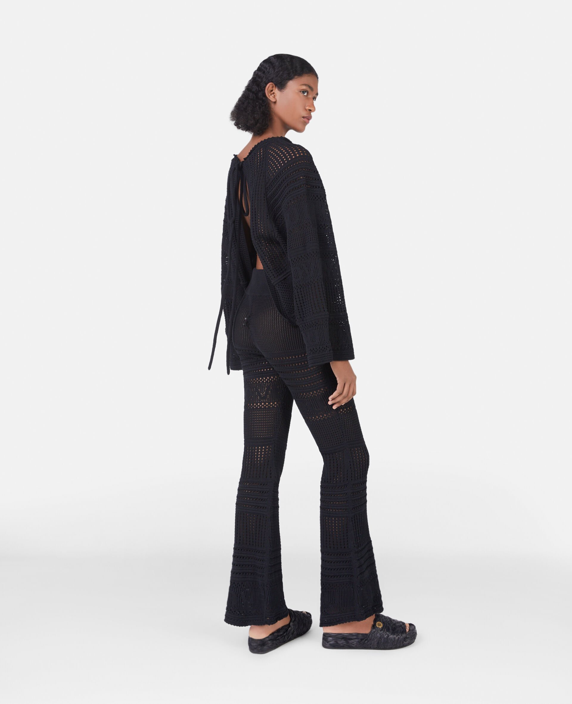 Stella Mccartney Open-knit Rear-tie Jumper In Black