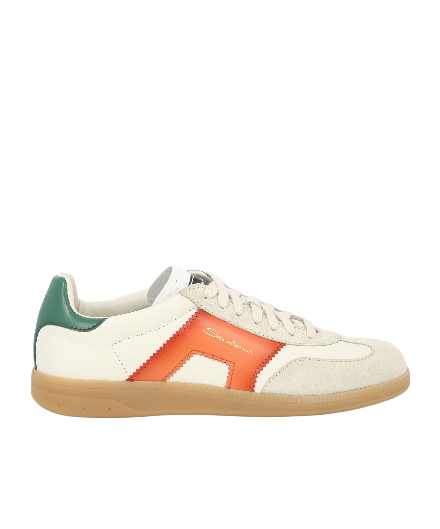 Santoni Dbs Sneakers With Contrast Panel And Rubber Sole In White