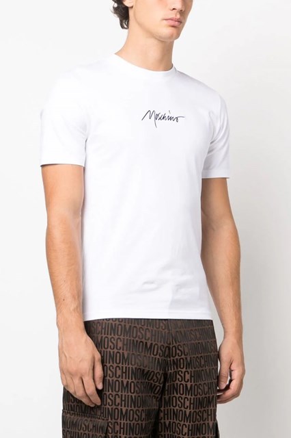 Moschino Logo Pattern T-shirt In White