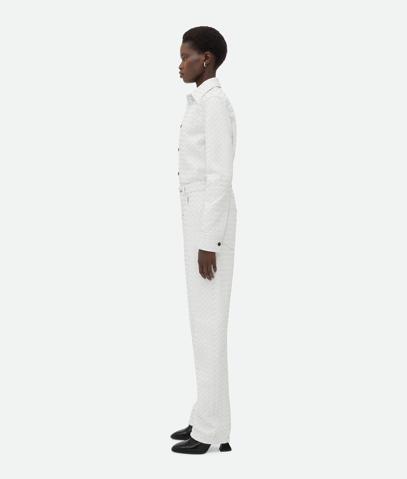 Bottega Veneta Intreciato Patterned Casual Pants In White