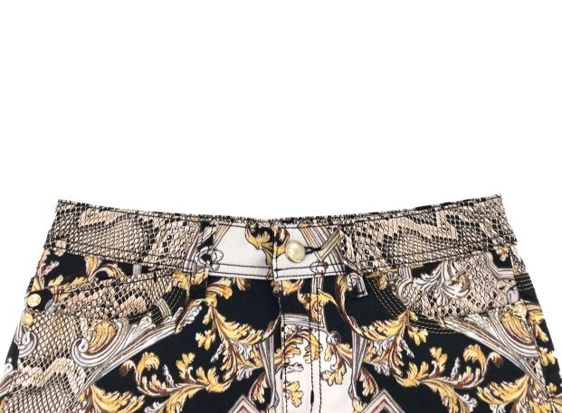 Just Cavalli Baroque Denim Trousers In Nude
