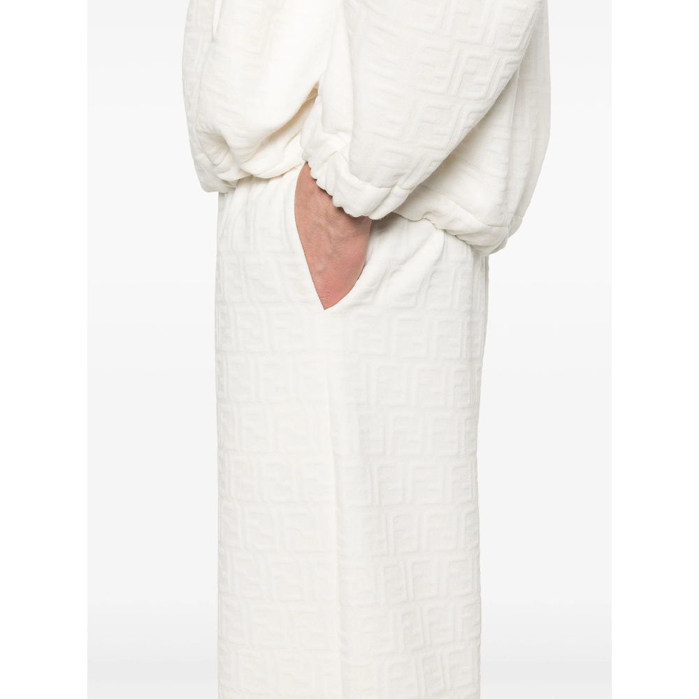 Fendi Elastic Waist Casual Pants In White