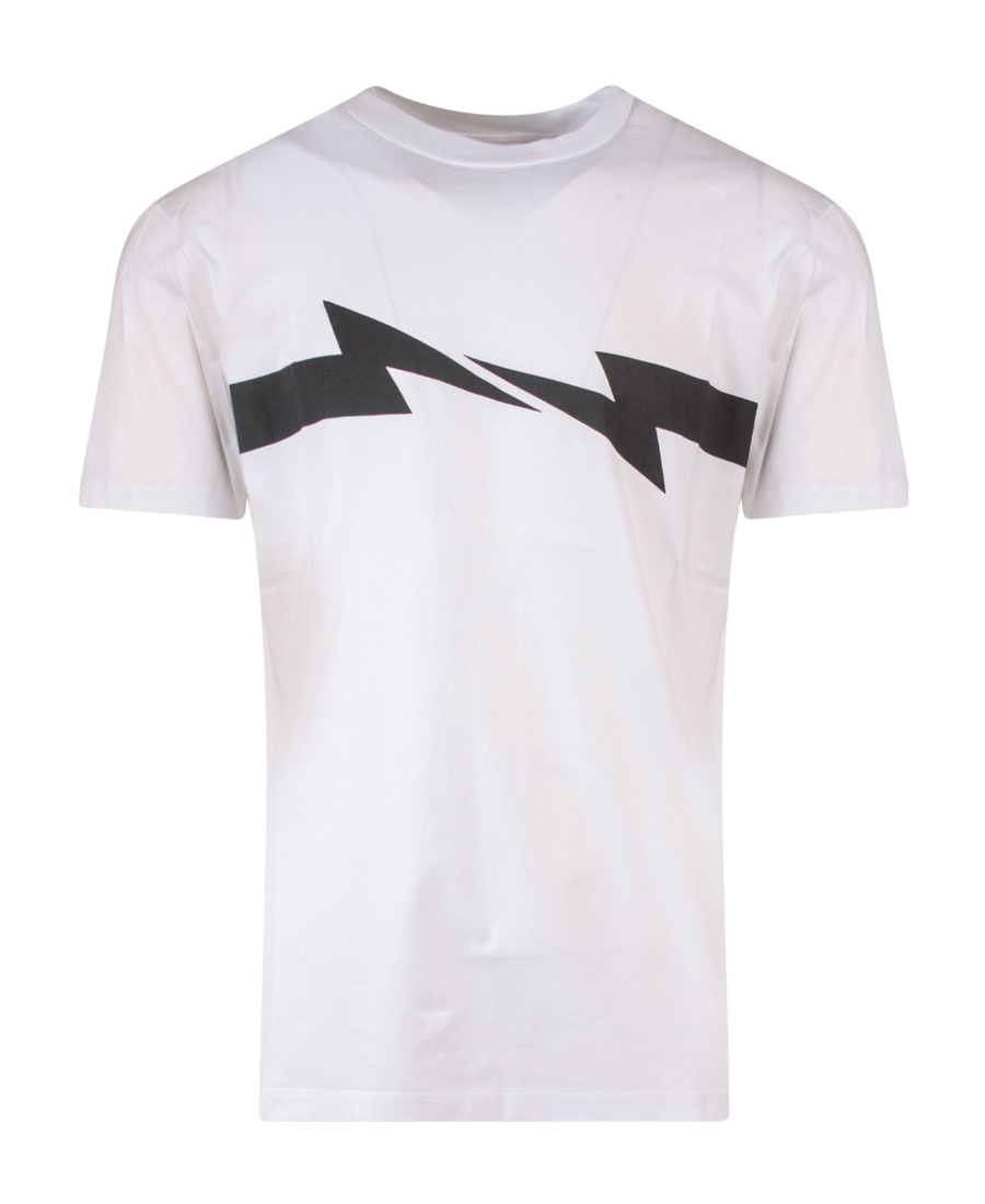 Neil Barrett Cotton T-shirt With Iconic Frontal Print In White
