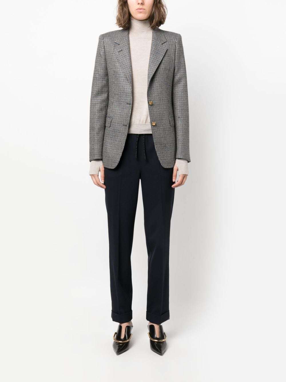 P.a.r.o.s.h Wool Blend Straight-leg Trousers With Cuffed Hem In Black