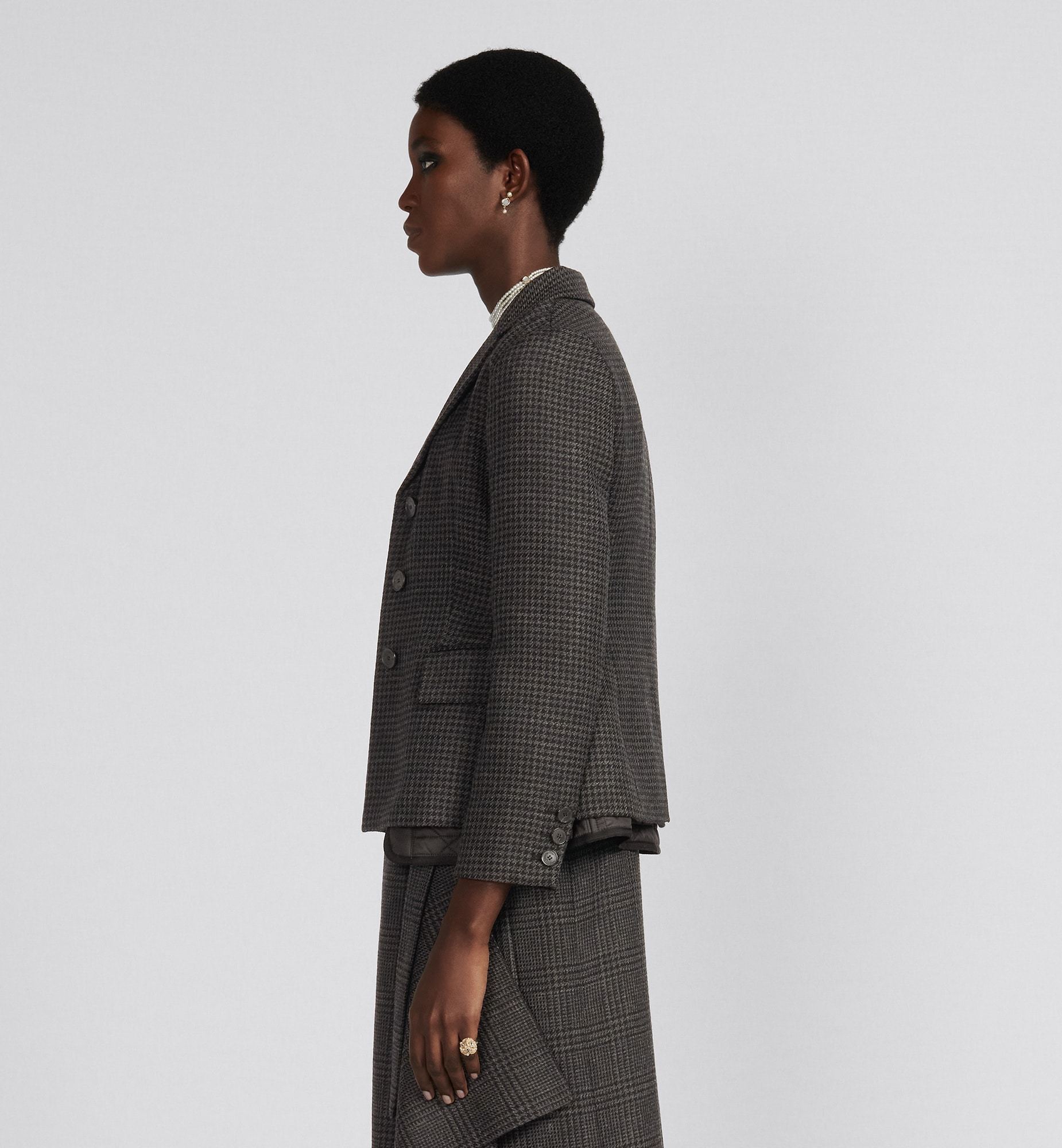 Dior Plaid Wool Suit Jacket In Gray