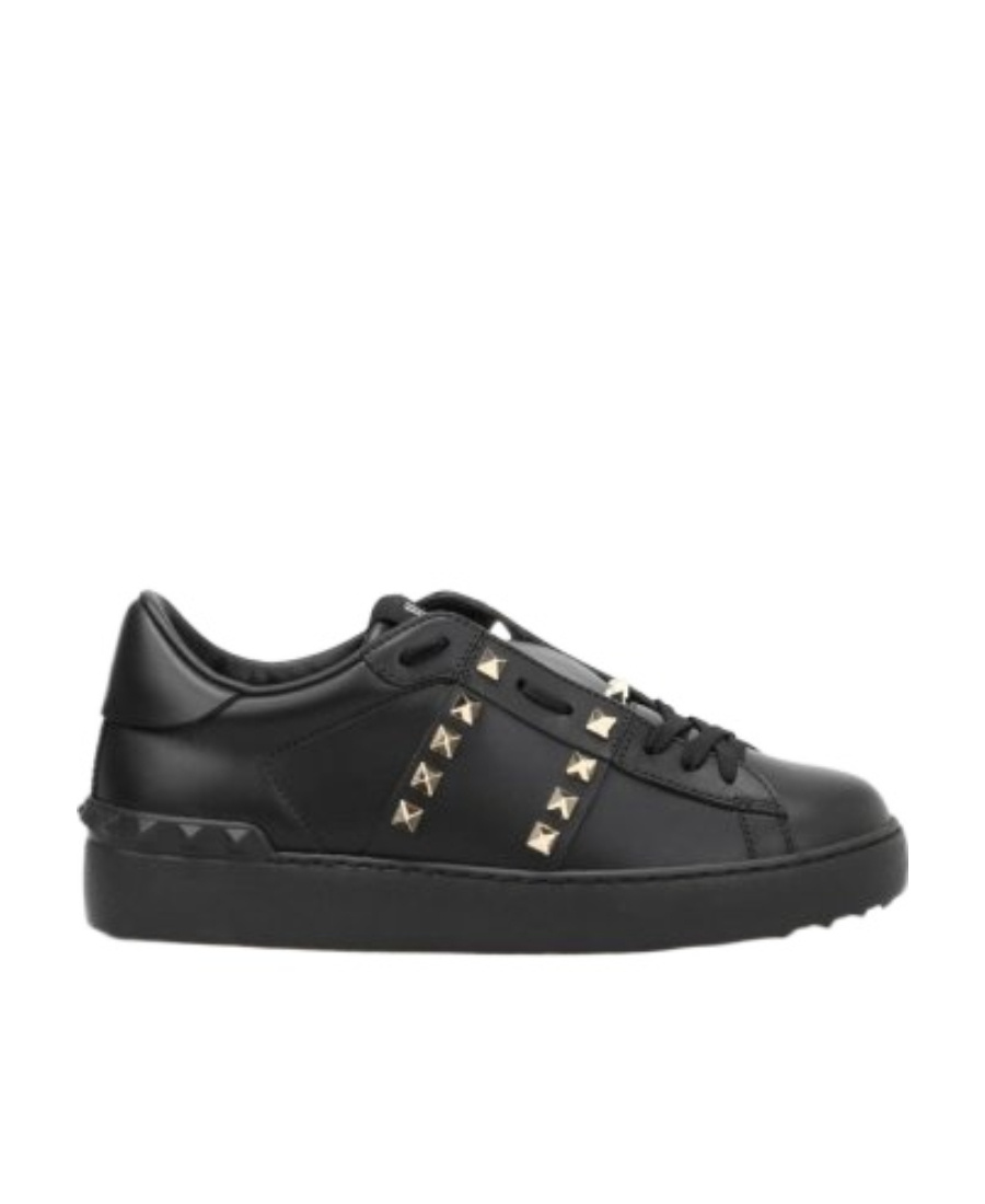 Valentino Riveted Casual Sneakers With Low Uppers In Black