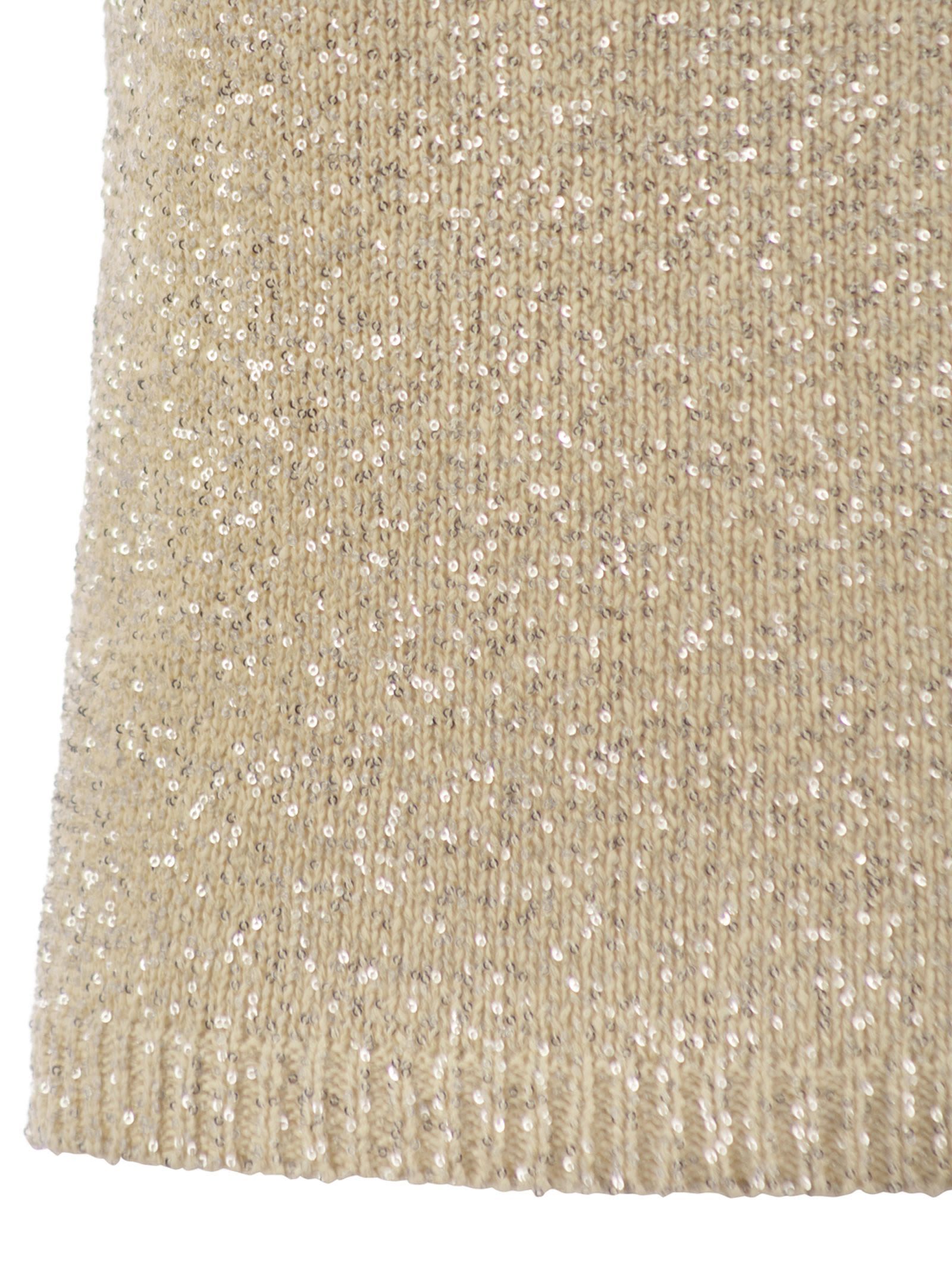 Fabiana Filippi Cotton Knit Tank Top With Sequins In Nude