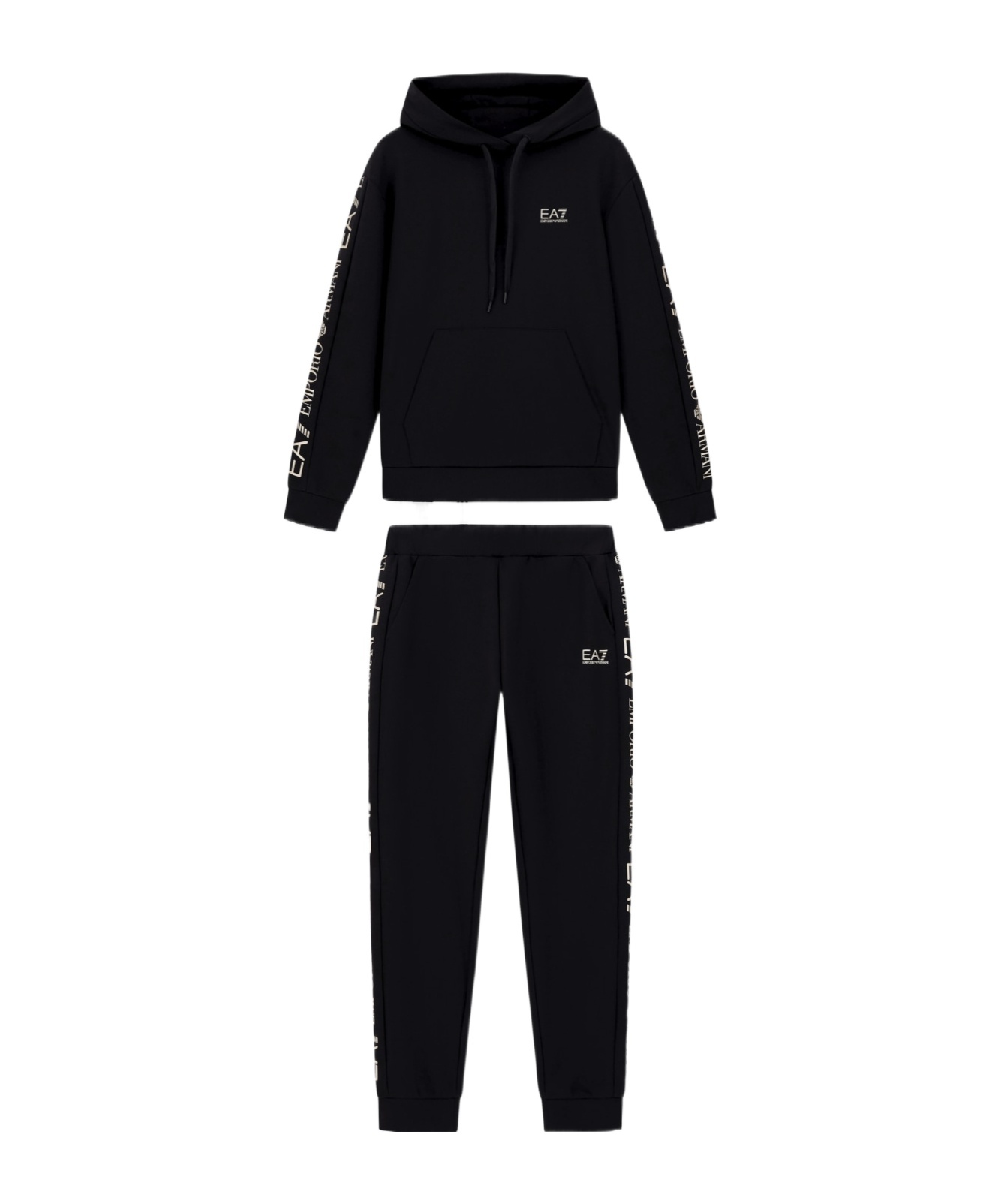 Ea7 Long-sleeved Sportswear Suit In Black