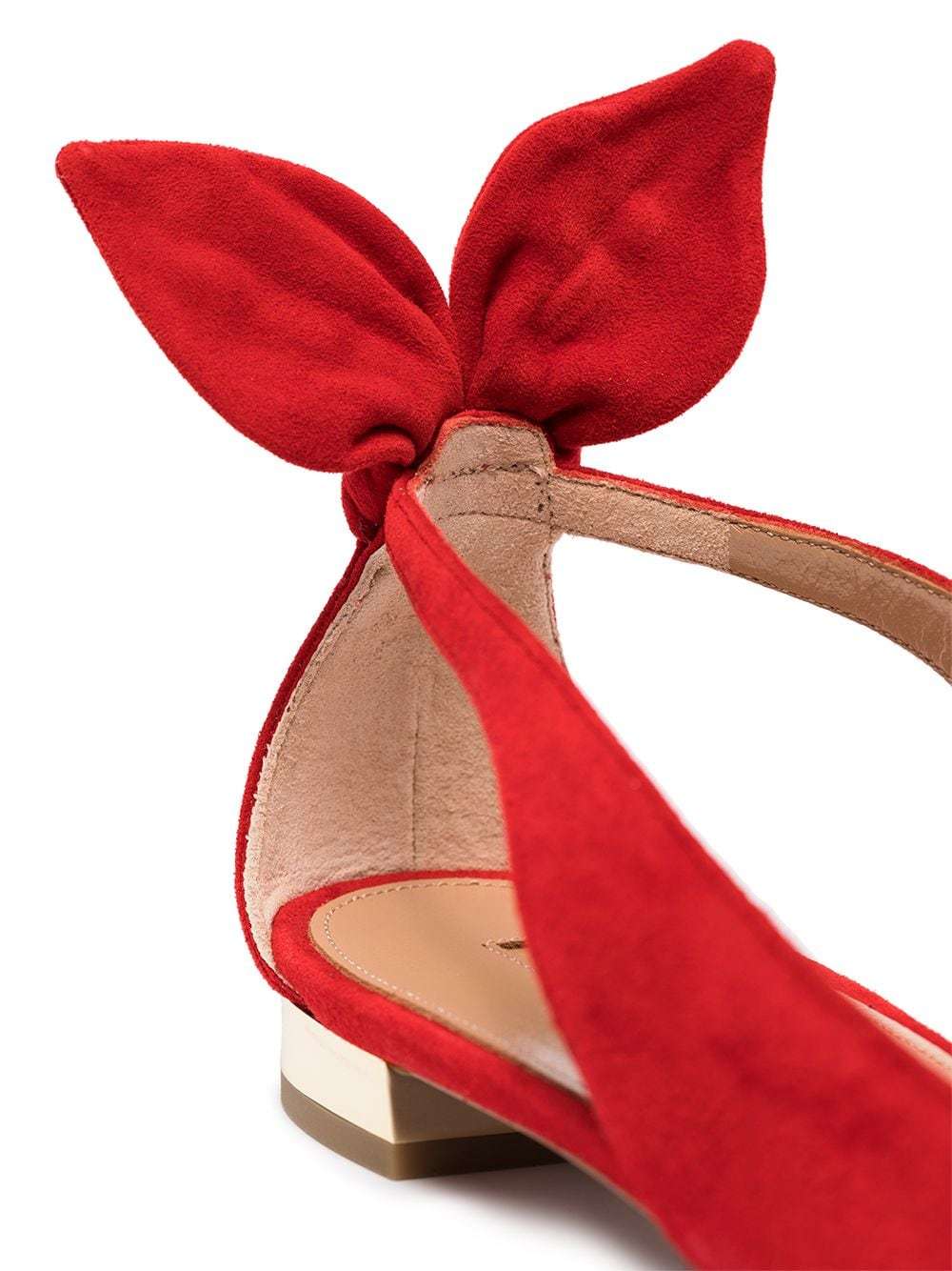 Aquazzura Bow Tie Suede Ballet Flats In Red