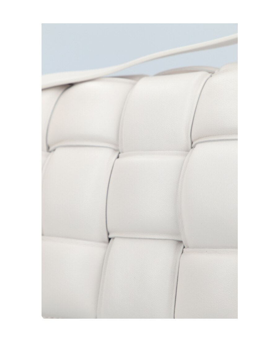 Bottega Veneta Cassette Intrecciato Shoulder Bag In White