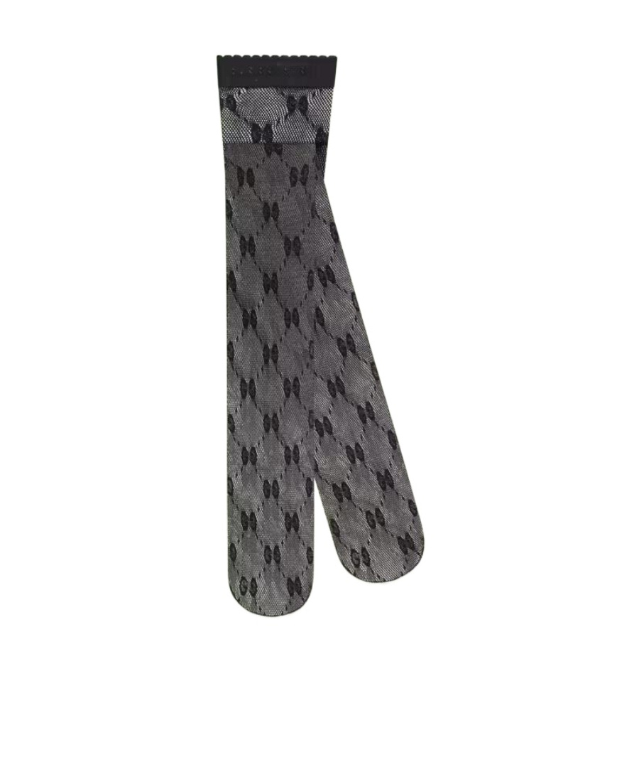 Gucci Gg Motif Open-knit Tights In Black