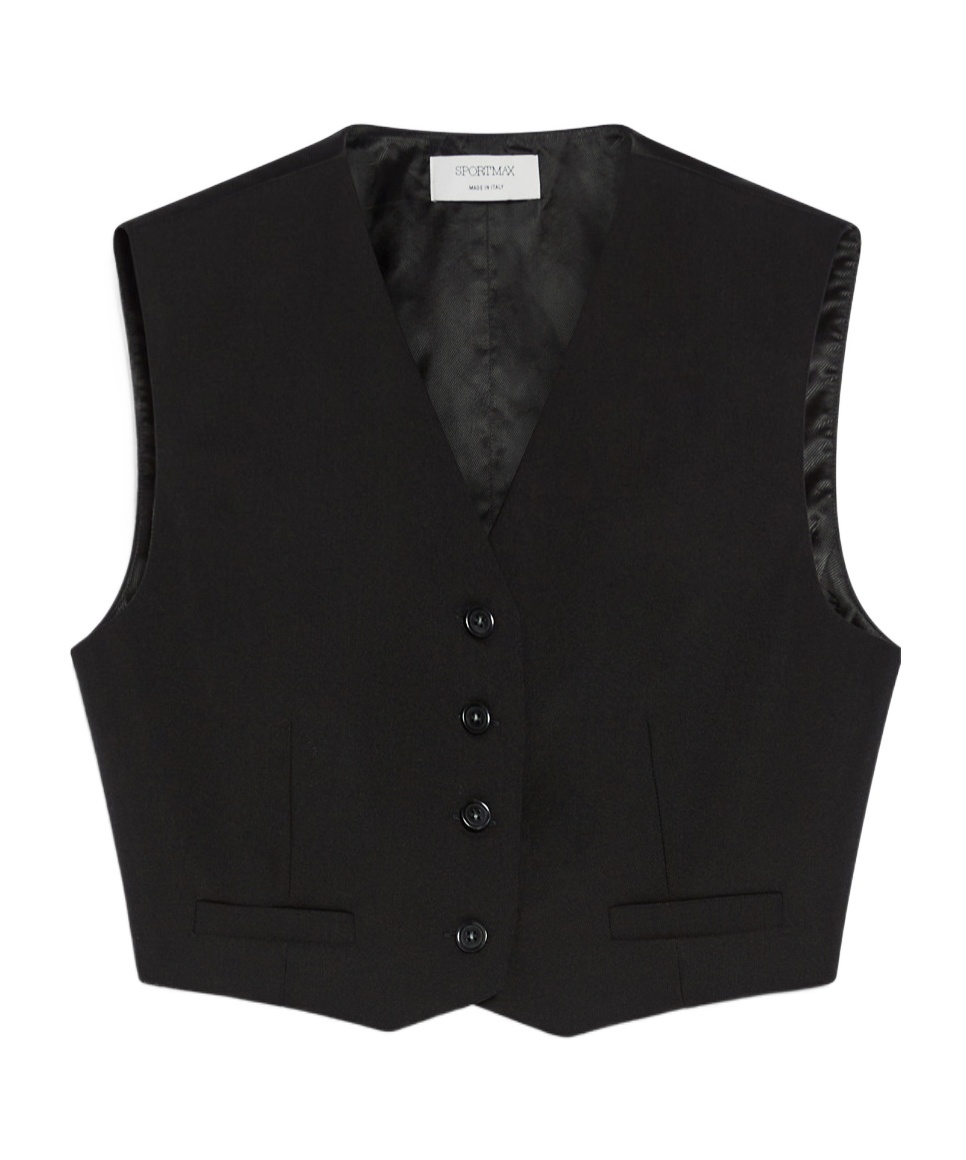 Sportmax Wool Short Vest In Black