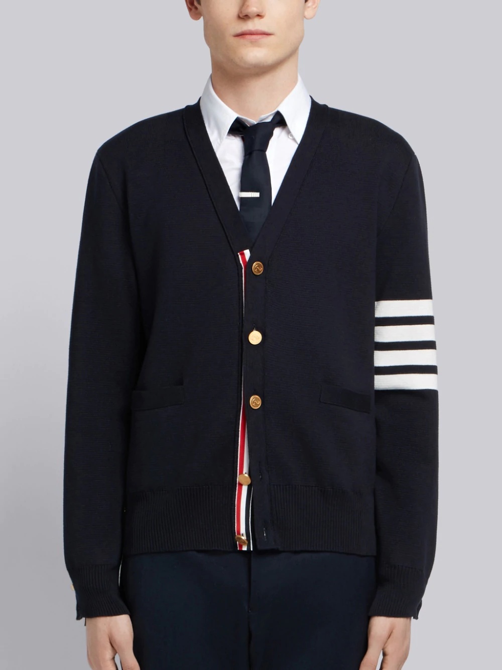 Thom Browne 4-bar Cotton Cardigan For In Black