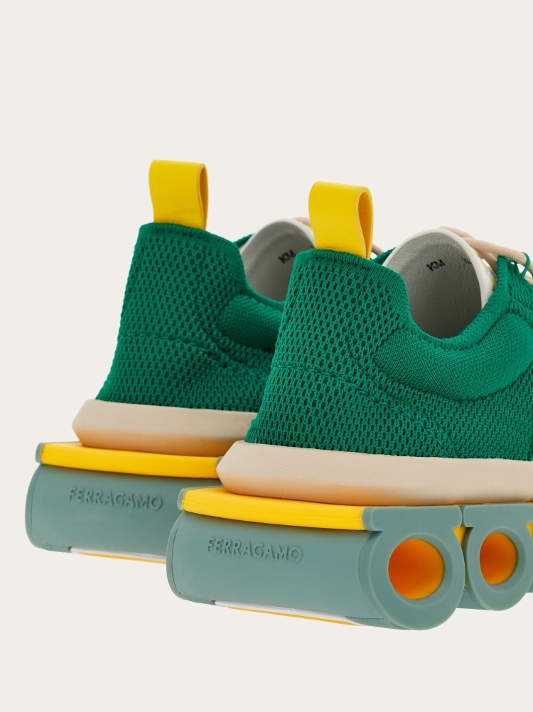Ferragamo Colour-block Chunky Sneakers In Green