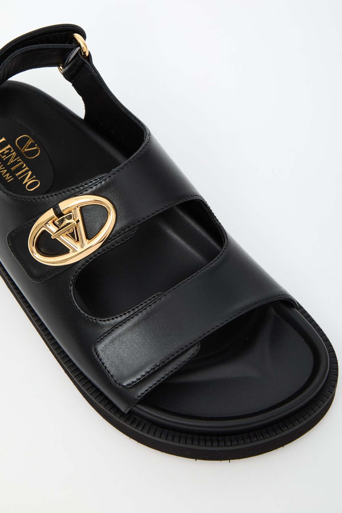 Valentino Double Buckle-strap Open Toe Sandals In Black