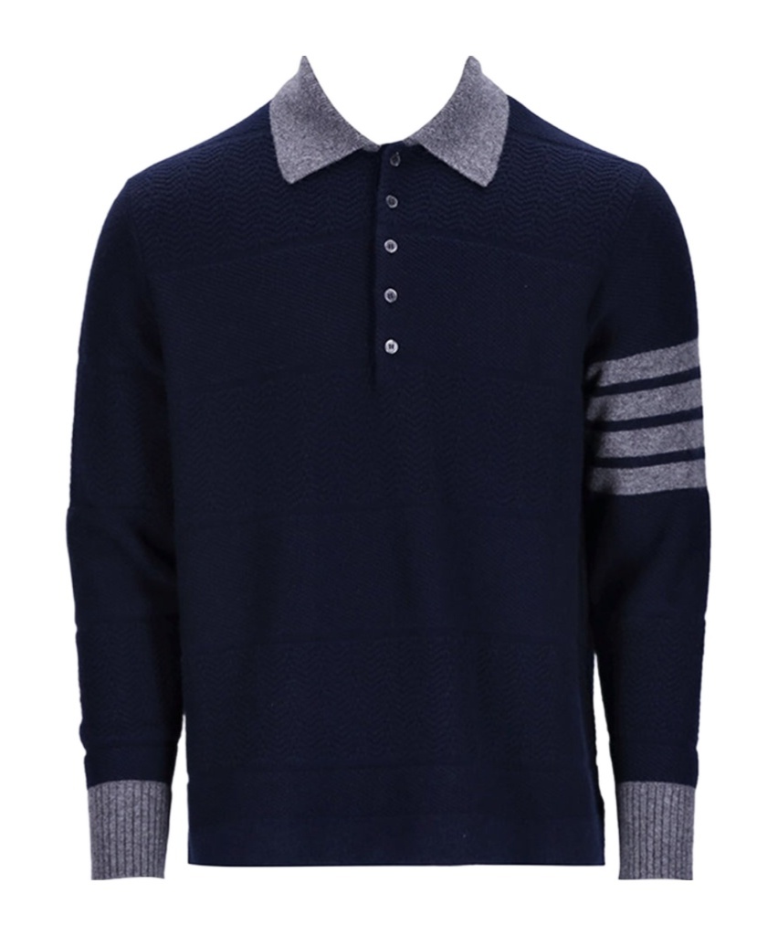Thom Browne 4-bar Virgin Wool Polo Shirt In Black