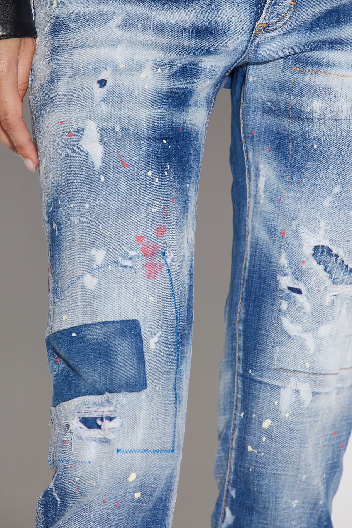 Shop Dsquared2 Distressed Logo-embroidered Slim Jeans In Blue