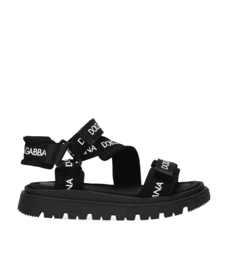 Dolce & Gabbana Branded Grosgrain Sandals In Black