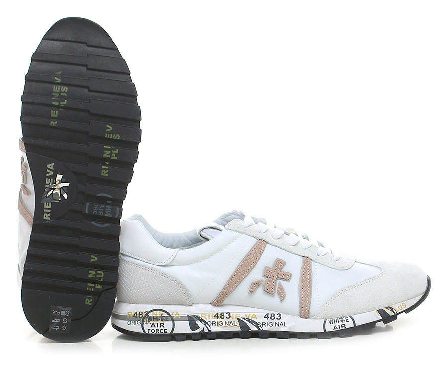 Premiata Logo Casual Sports Shoes In White