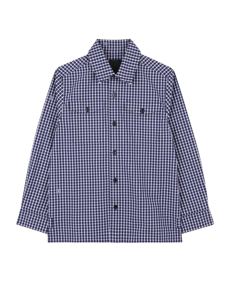 Givenchy Checked Button-up Shirt In Blue