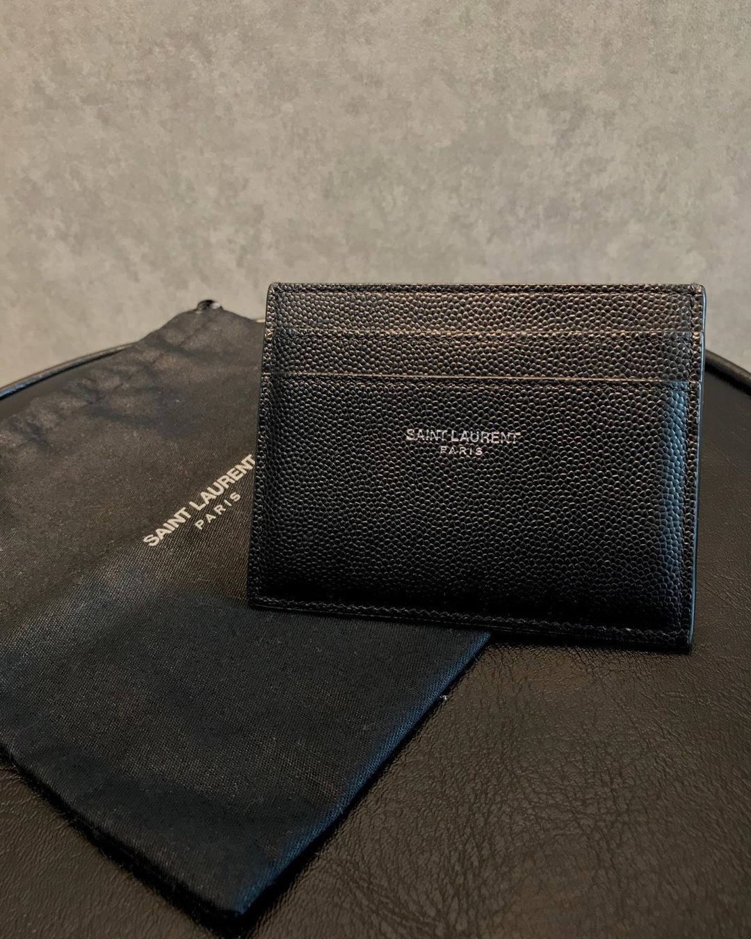 Saint Laurent Black Leather Cardholder In Black