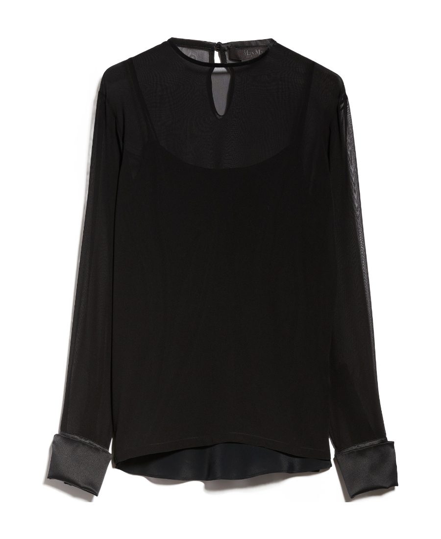 Max Mara Layered Chiffon Blouse In Black