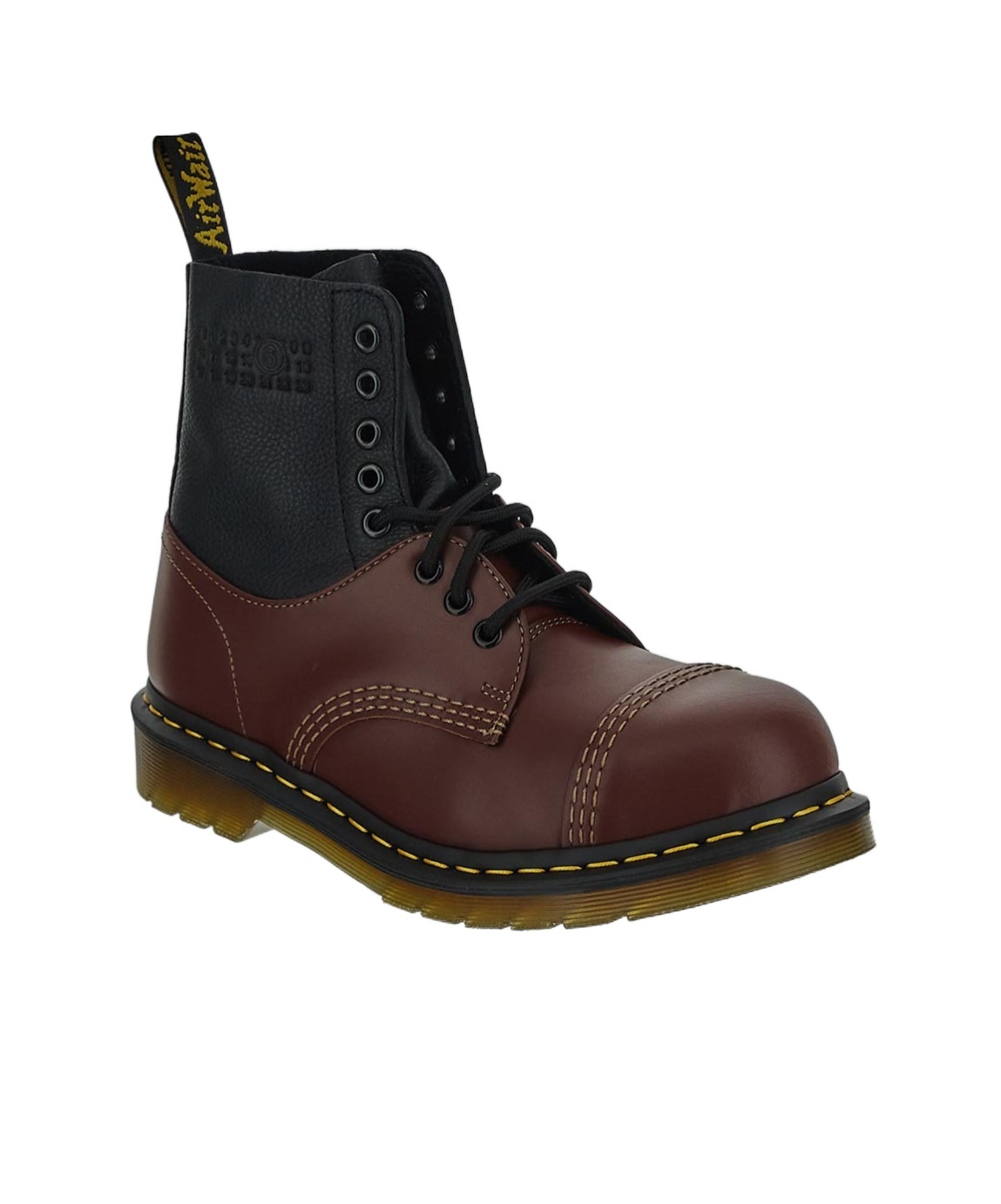 Mm6 Maison Margiela Panelled Leather Ankle Boots With Contrast Stitching In Brown