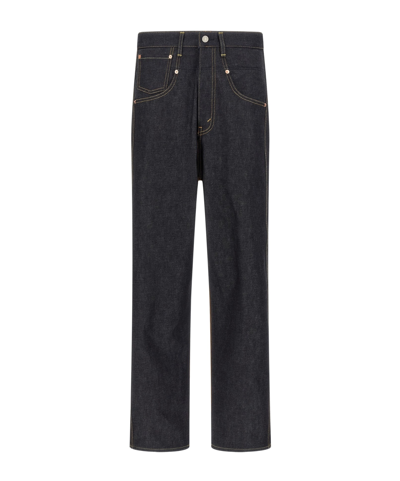 Junya Watanabe Cotton Denim Jeans With Corduroy Back And Contrast Stitching In Black