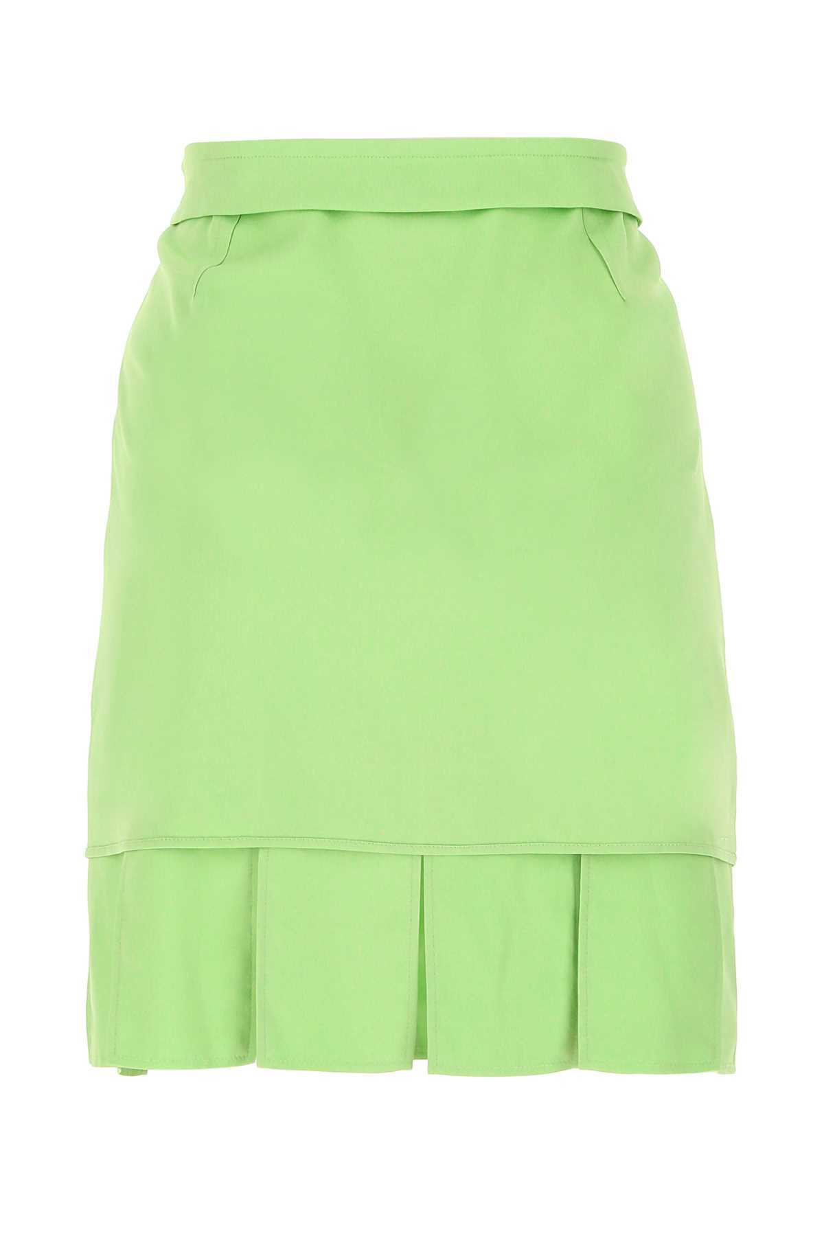Bottega Veneta Pastel Green Stretch Viscose Miniskirt In Green