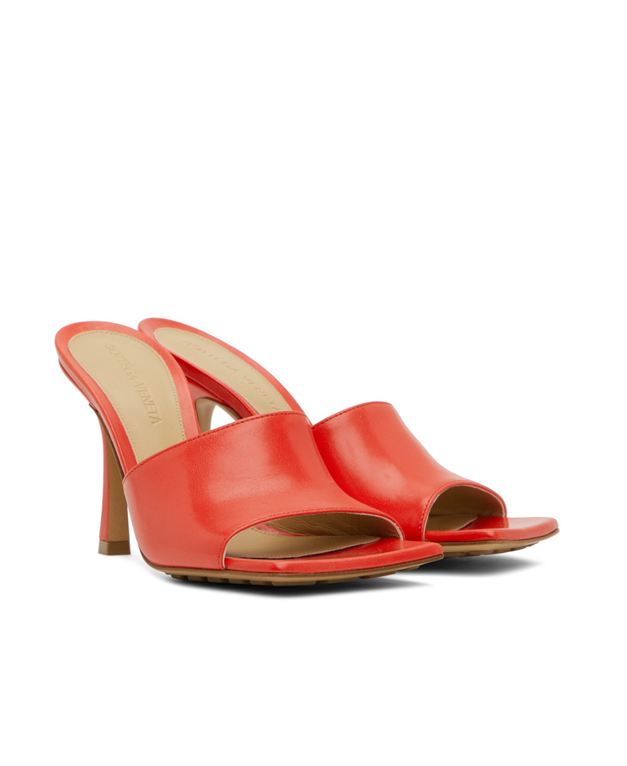 Bottega Veneta Red Stretch Heeled Mule In Red