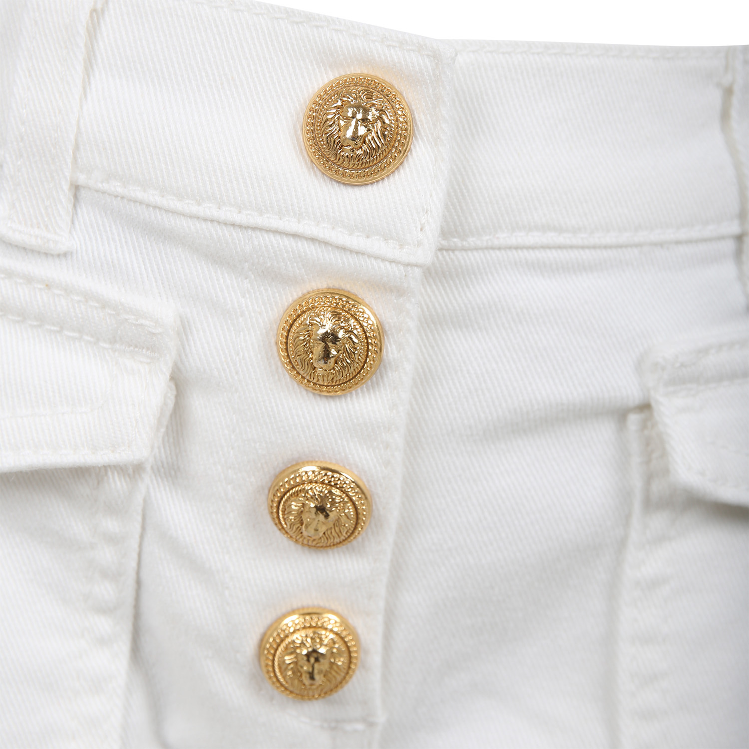 Balmain White Jeans For Girl With Gold Buttons In White