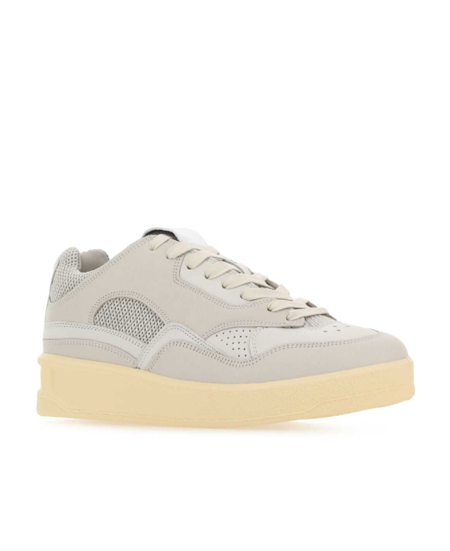 Jil Sander Grey Canvas And Rubber Basket Sneakers In White