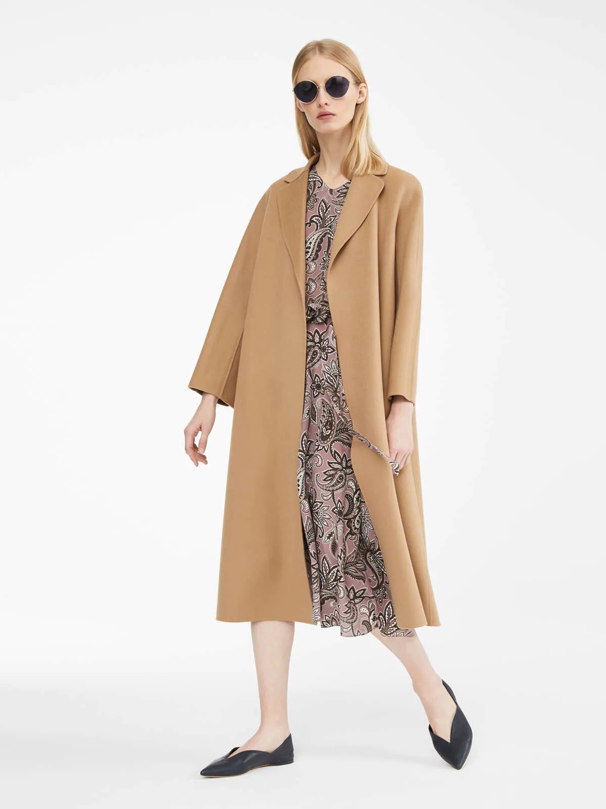 Max Mara Esturia Strap-lined Long Wool Coat In Brown