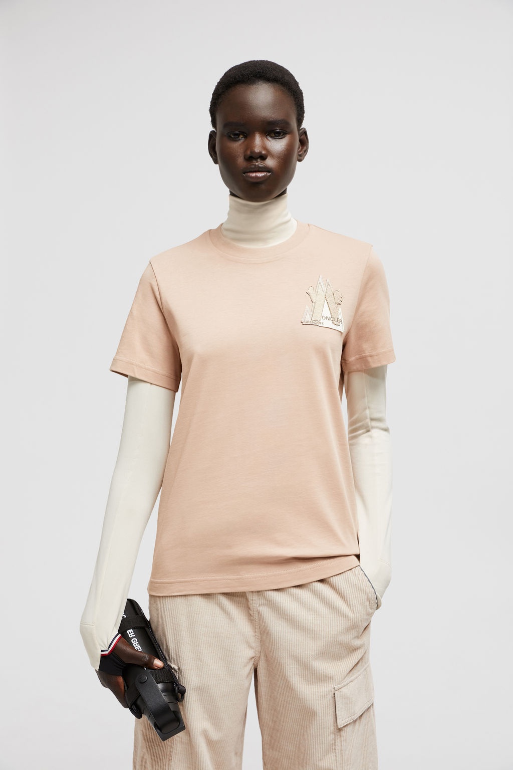 Moncler Mountain-logo T-shirt In Nude