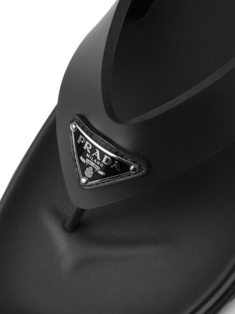 Prada Triangle-logo Flip Flops In Black