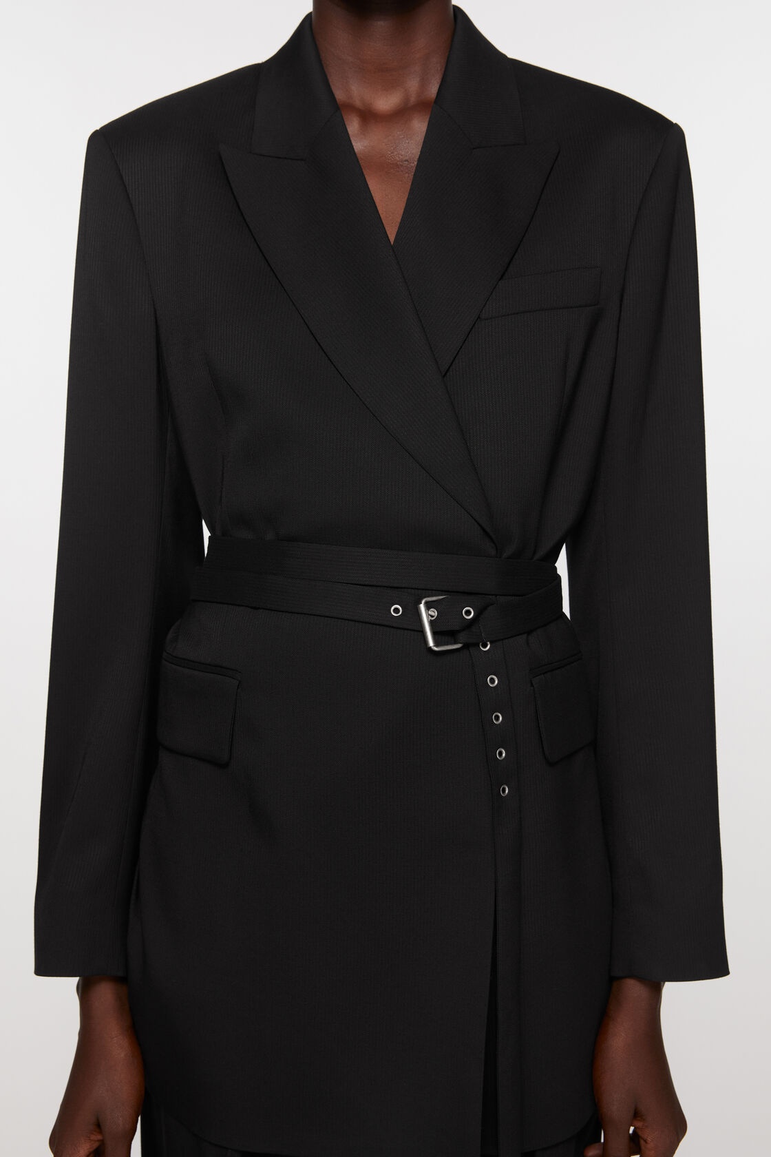 Acne Studios Double-breasted Herringbone Blazer In Black
