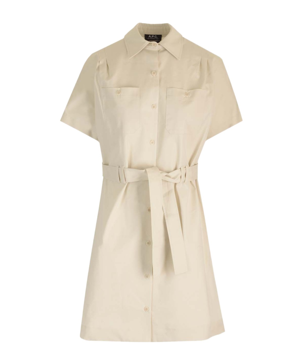 Apc Drew Courte Mini Shirt Dress In Nude