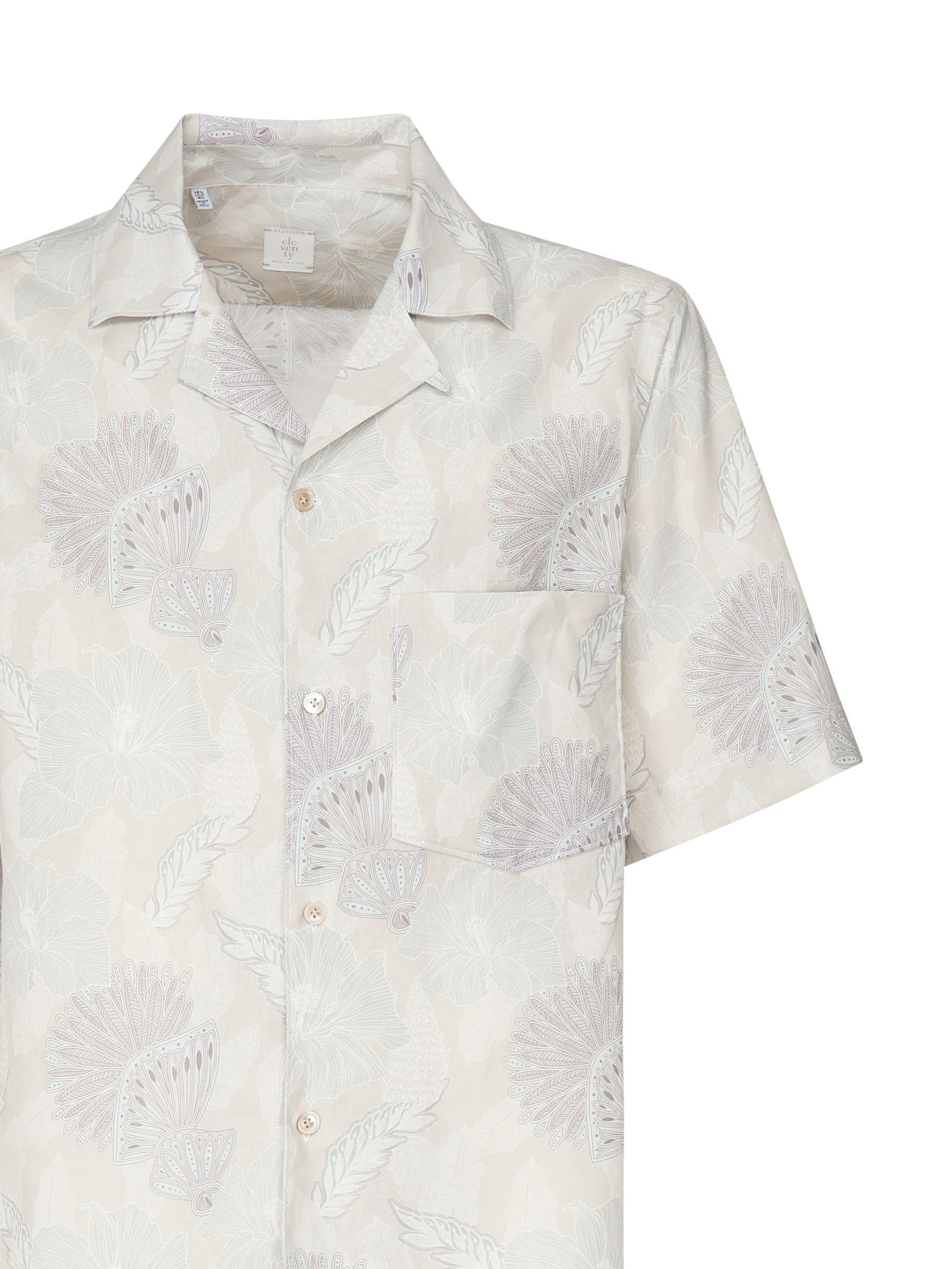 Eleventy Mens Sabbia E Malva Flower-print Camp-collar Linen And Cotton Shirt In Neutral