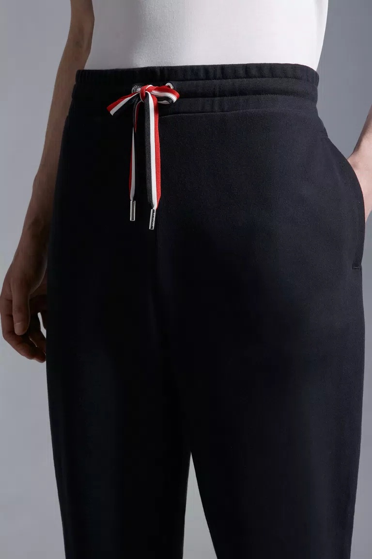 Moncler Blue Tricolour Accent Cotton Track Pants In Blue