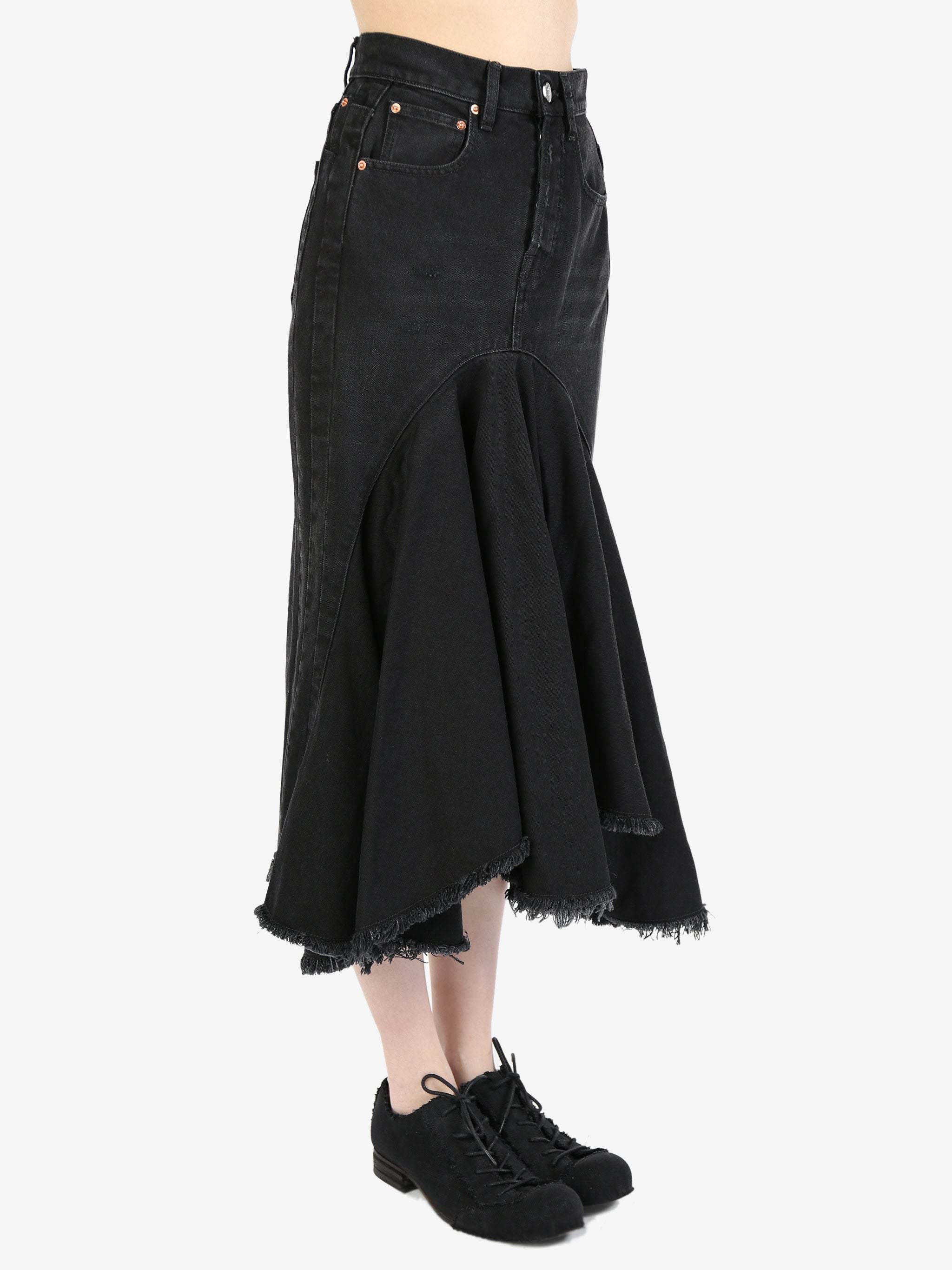 Vetements Denim Midi Skirt In Black
