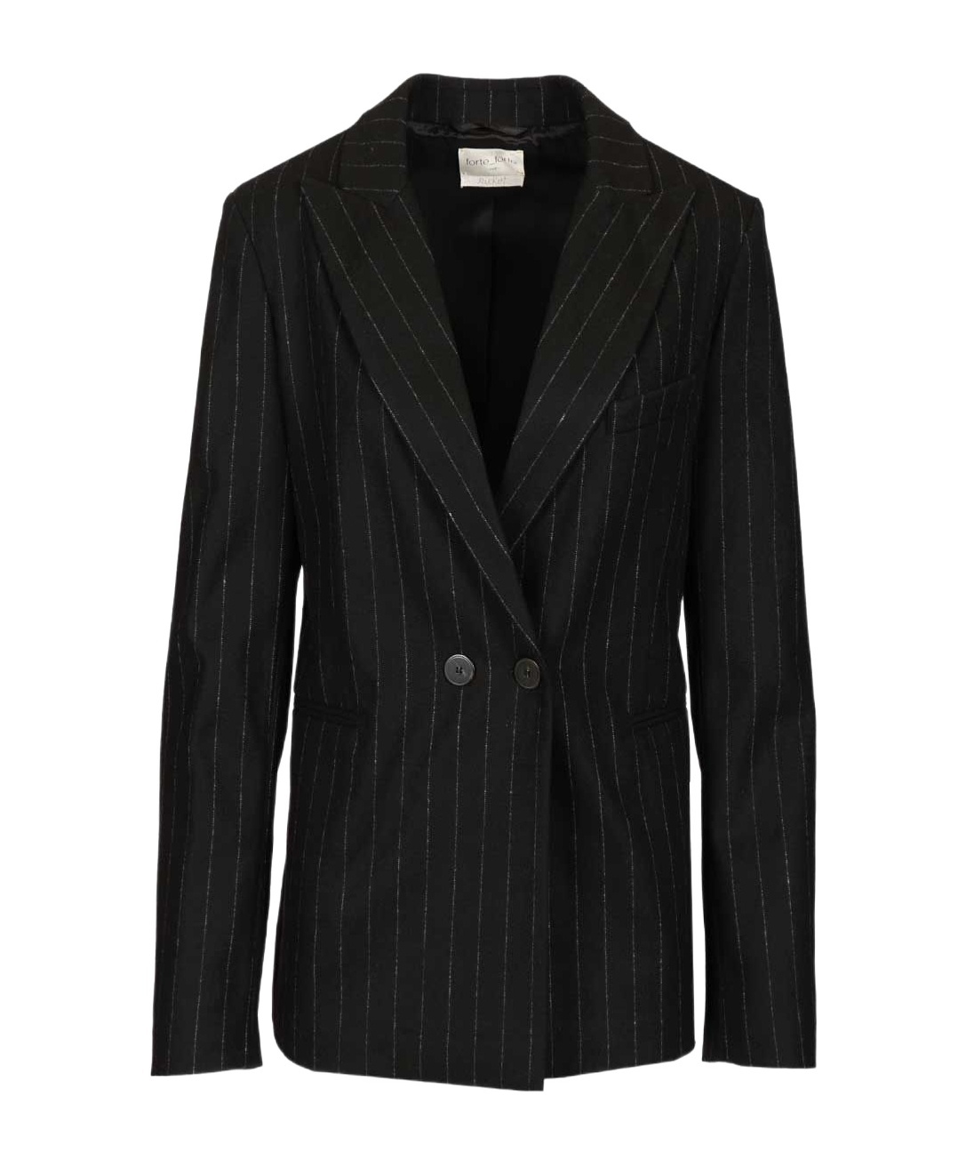 Forte Forte Pinstripe Double-breasted Blazer In Black
