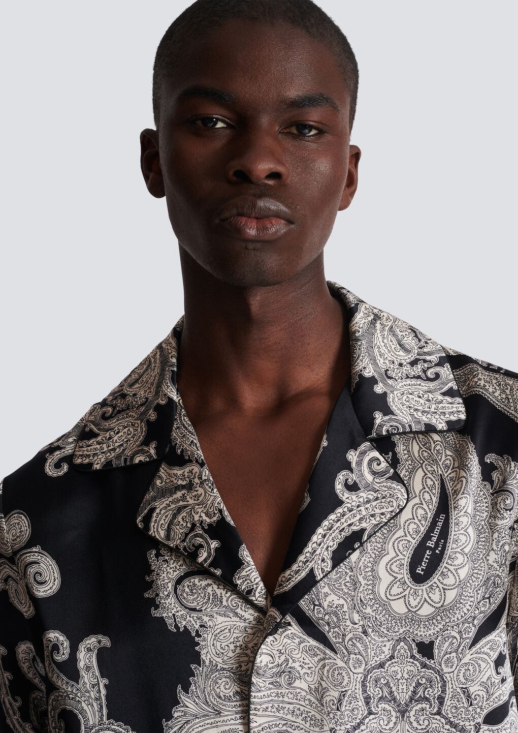 Balmain Paisley-print Silk Shirt In Black