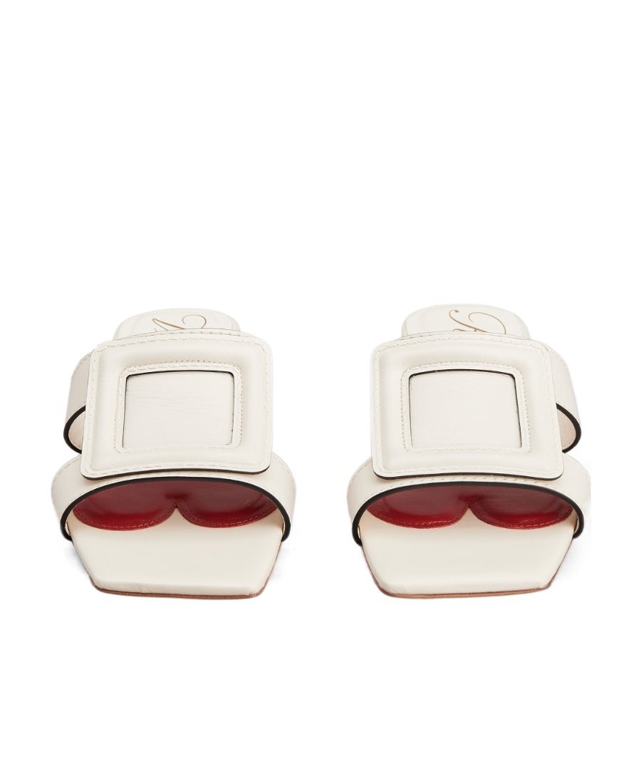 ROGER VIVIER STITCHING BUCKLE MULES IN LEATHER