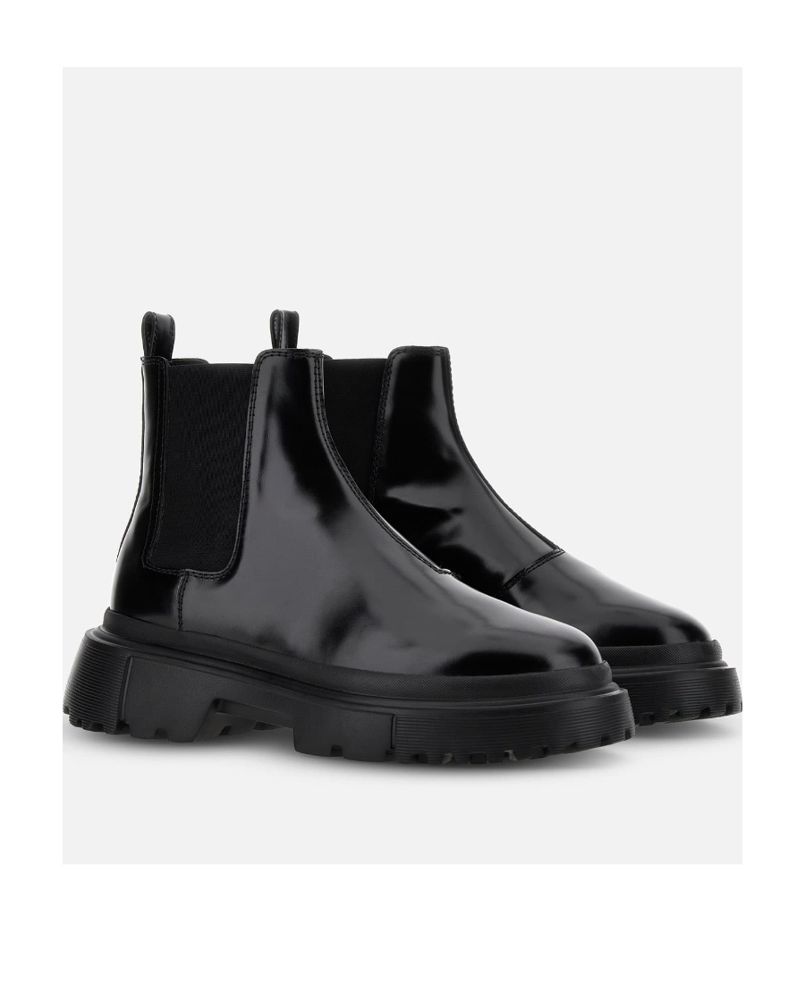 HOGAN CHELSEA ROUND-TOE LEATHER BOOTS