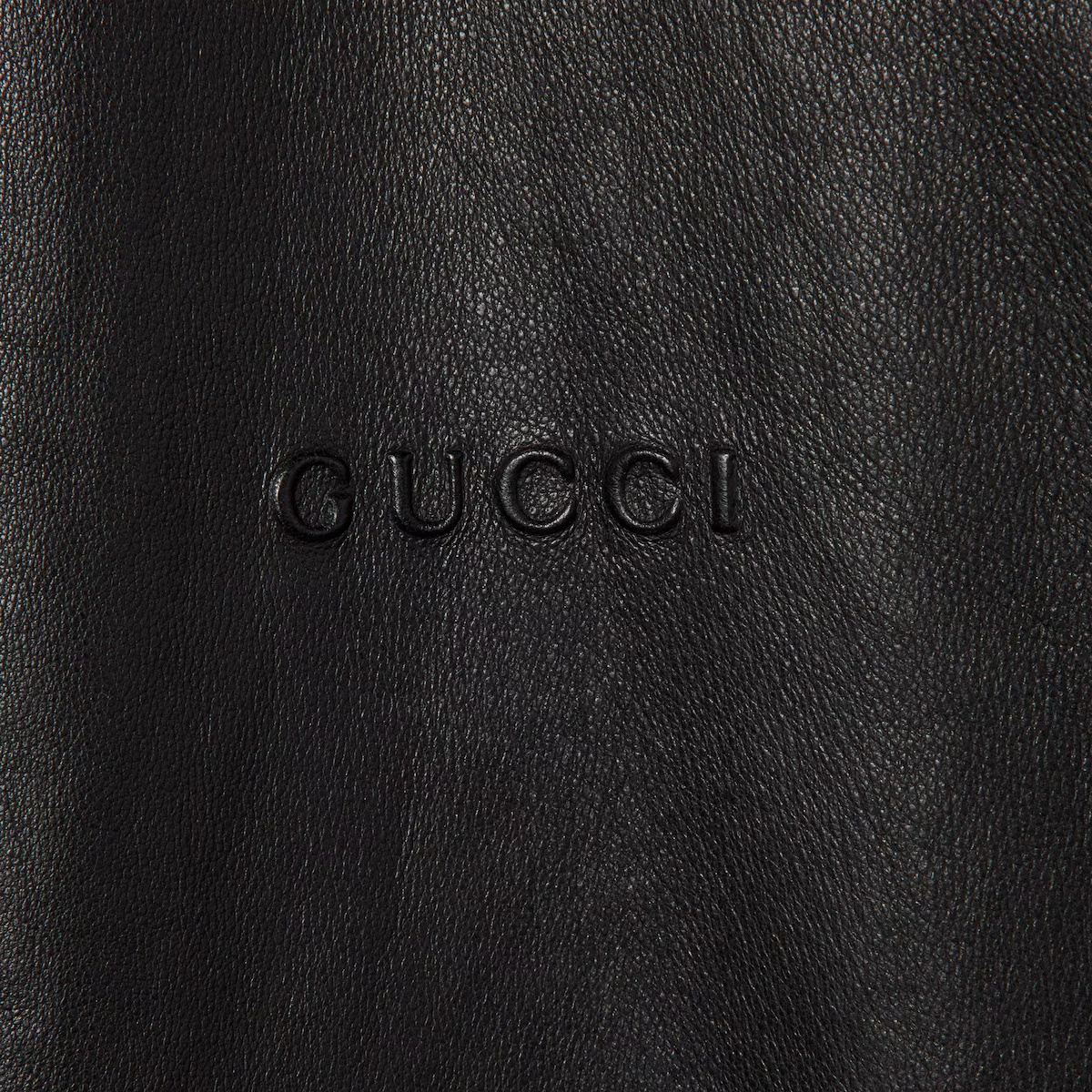 Gucci Leather Bomber Jacket With Logo In Black